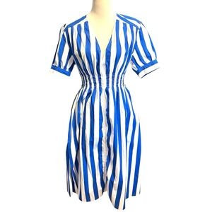 EUC Solid & Stripes Midi Cotton Dress